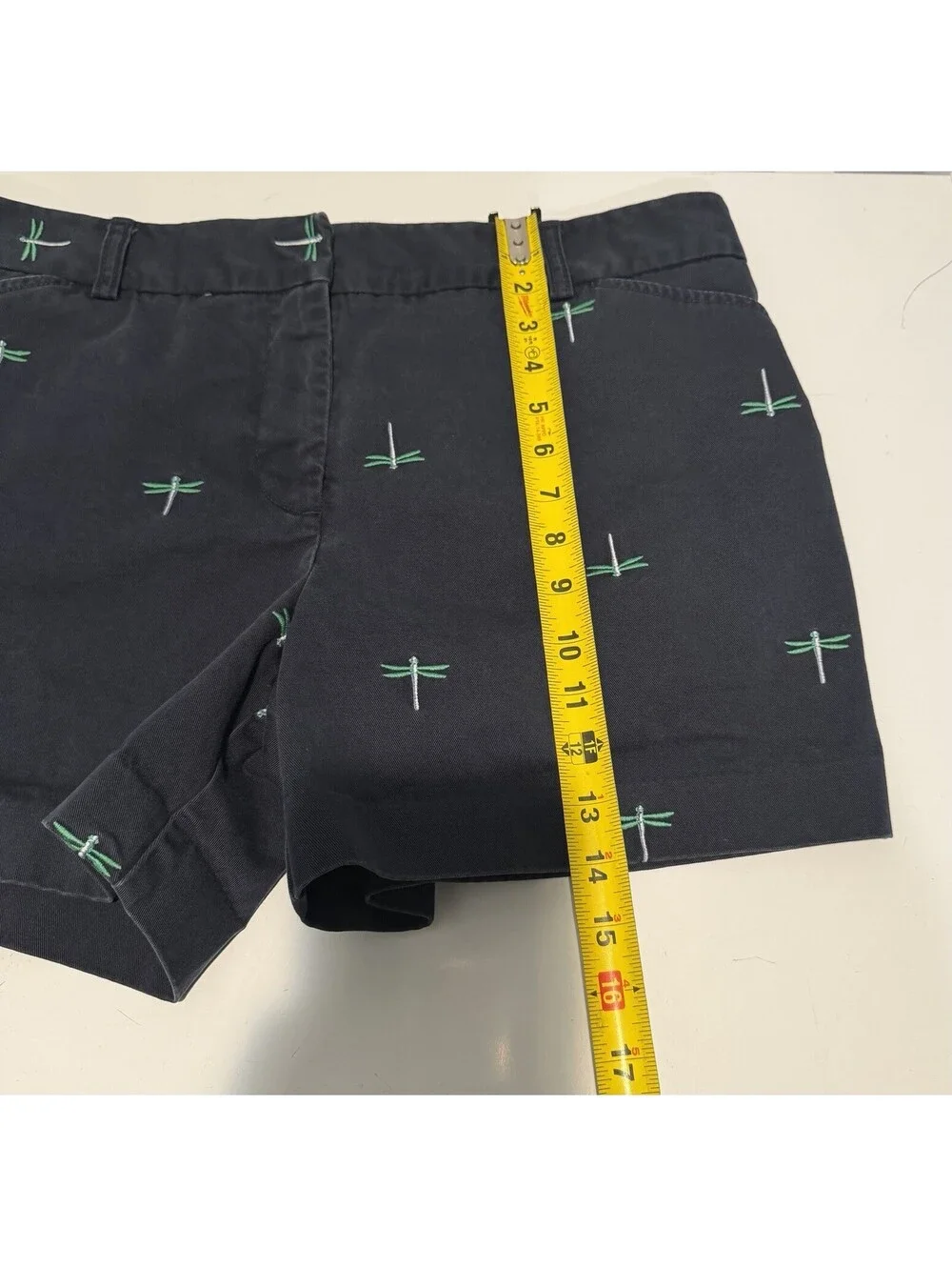 Womens J.Crew Favorite Fit Chino Short Size 14 Navy Dragonfly Print